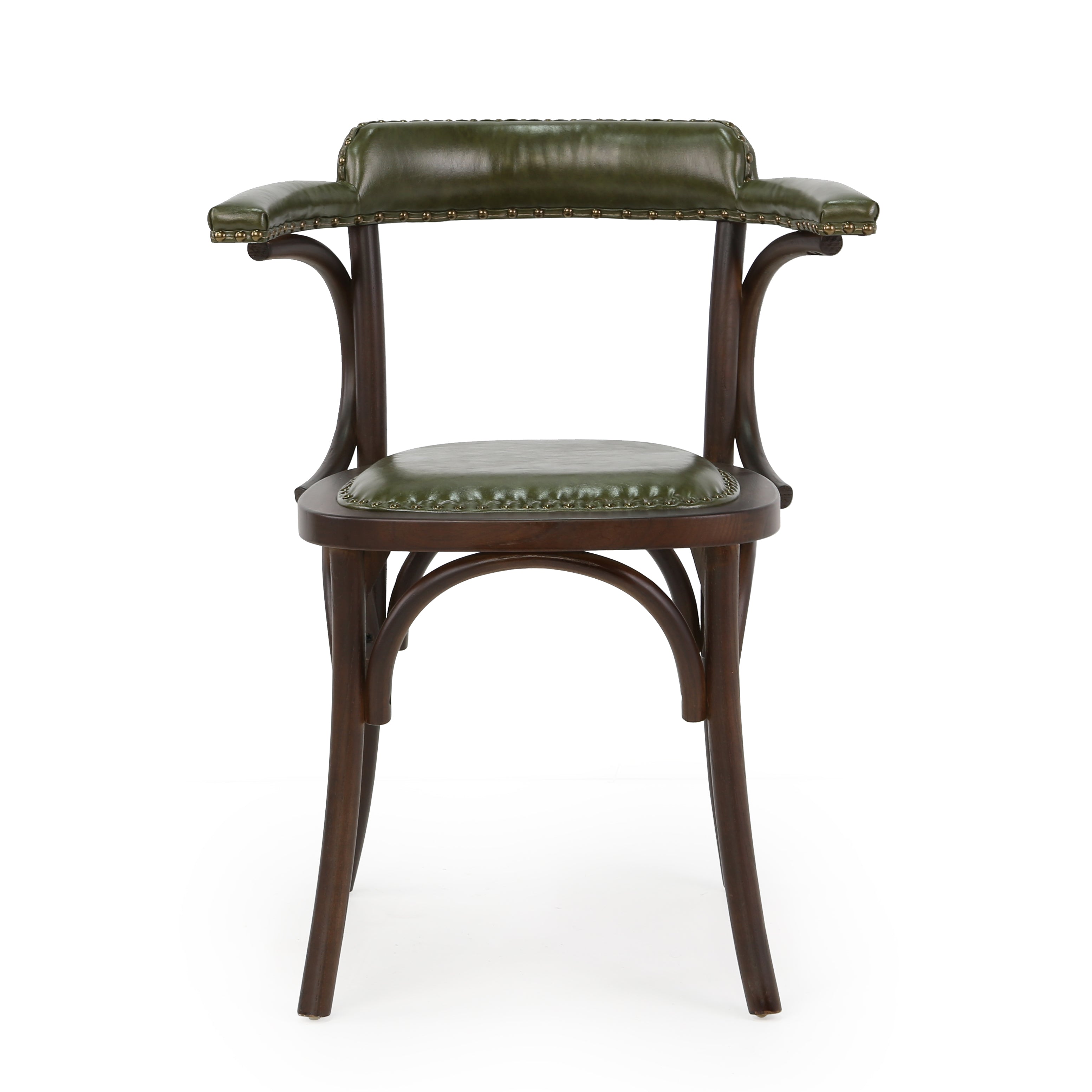 Silla de comedor vintage madera y semipiel Viena