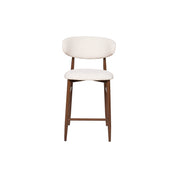 Taburete nórdico nogal tapizado beige Leisa 65cm