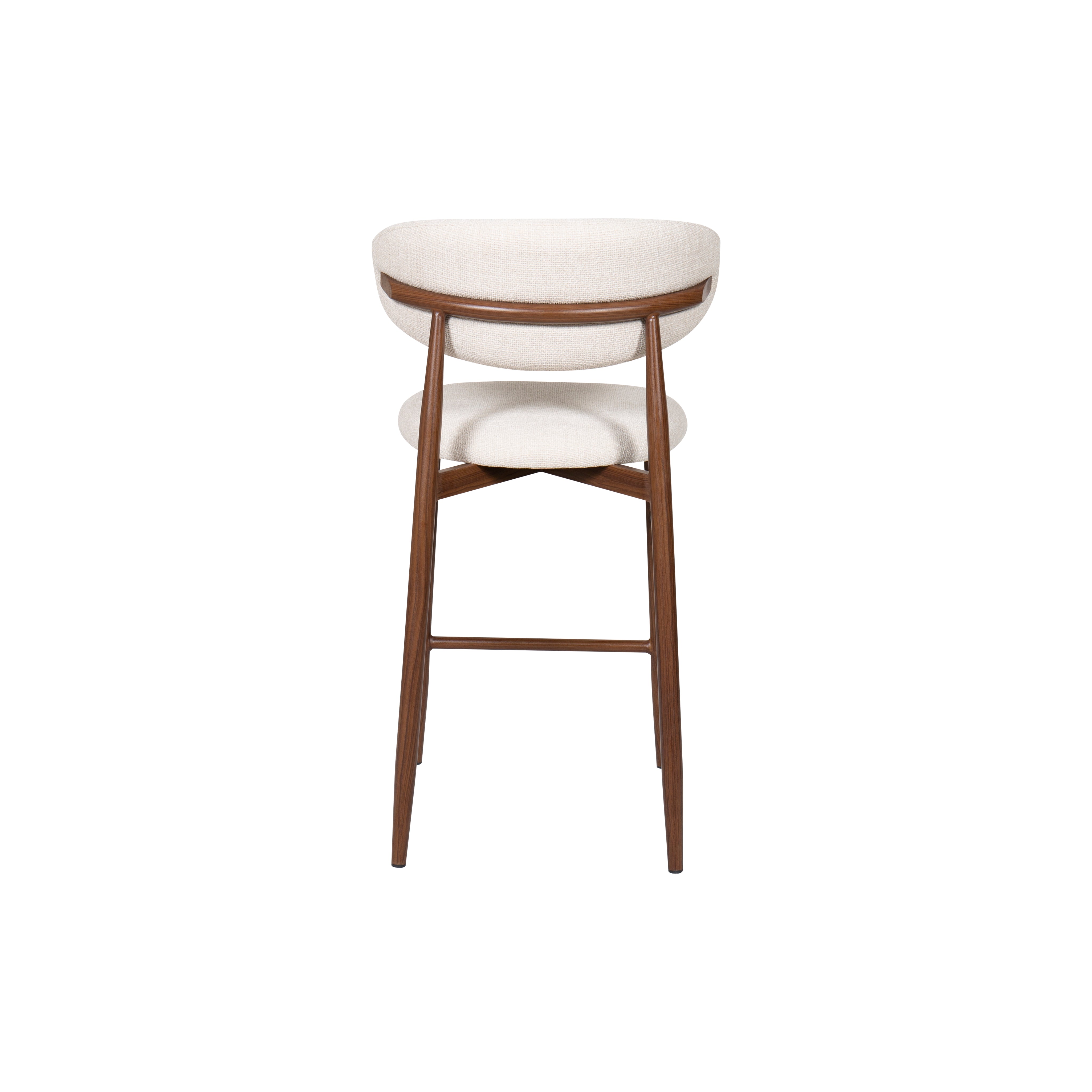 Taburete nórdico nogal tapizado beige Leisa 65cm