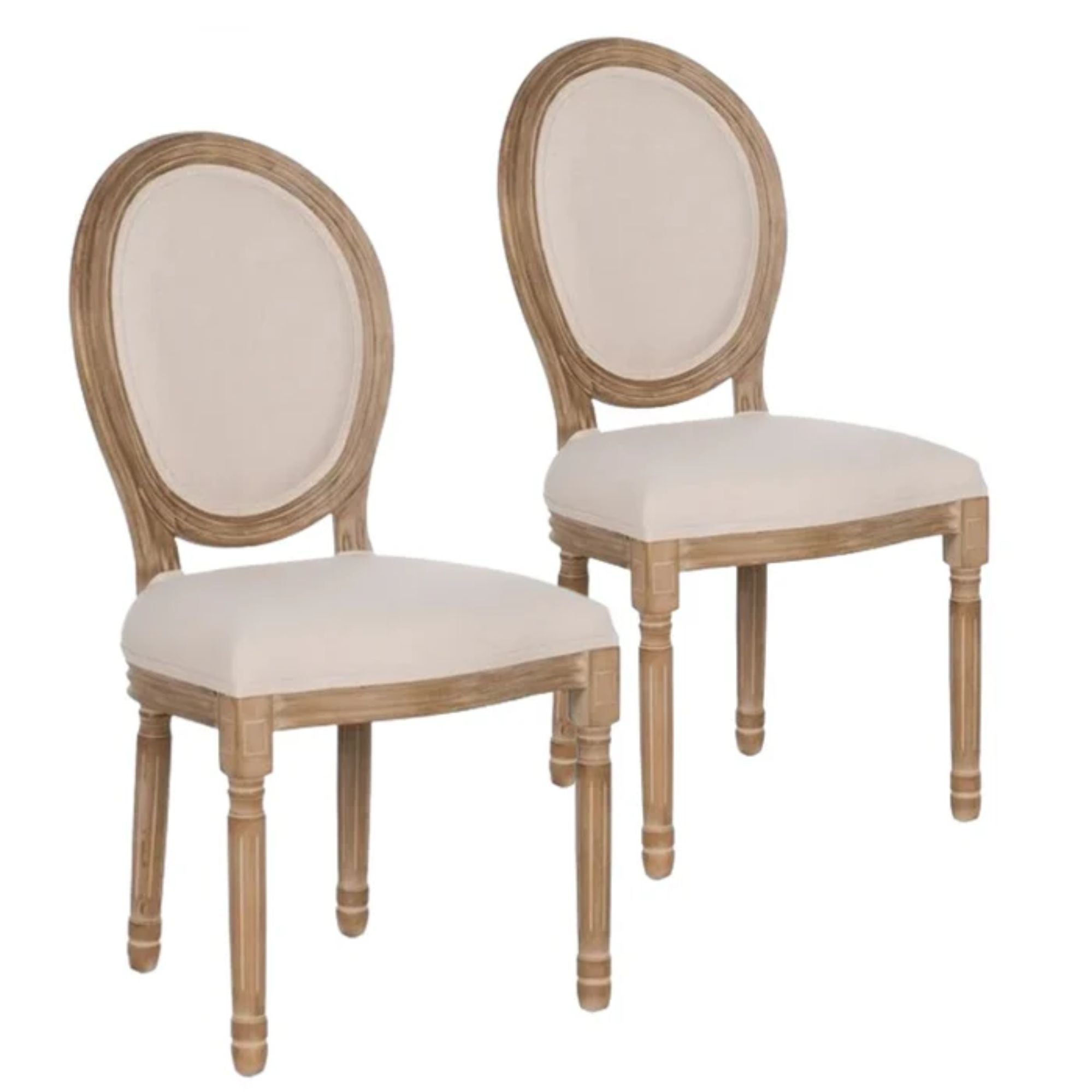 Lot de 2 chaises de salle à manger Louis XVI rembourrées de style médaillon
