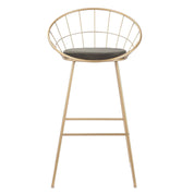 Taburete de bar dorado terciopelo verde 71H Perseo