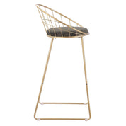 Taburete de bar dorado terciopelo verde 71H Perseo