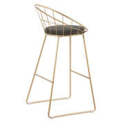 Taburete de bar dorado terciopelo verde 71H Perseo