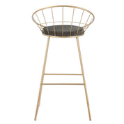 Taburete de bar dorado terciopelo verde 71H Perseo