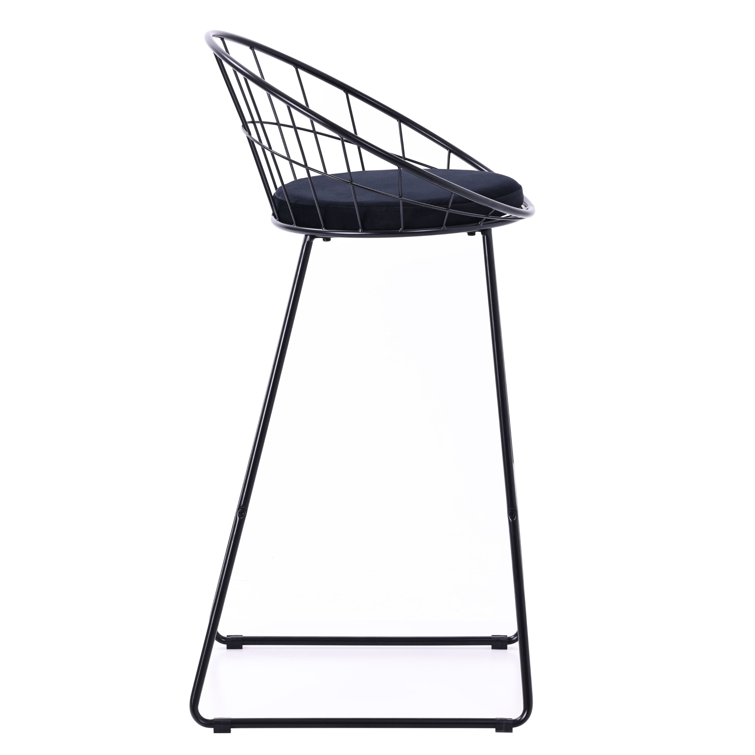 Taburete de bar acero terciopelo negro 71H Perseo