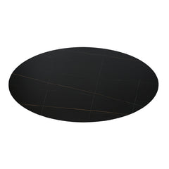 Mesa de comedor oval piedra sinterizada 160-180 base gris grafito Ania