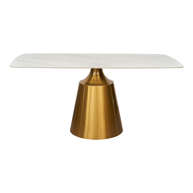 Table à manger rectangulaire, pierre frittée, 160 cm, piètement Ania doré