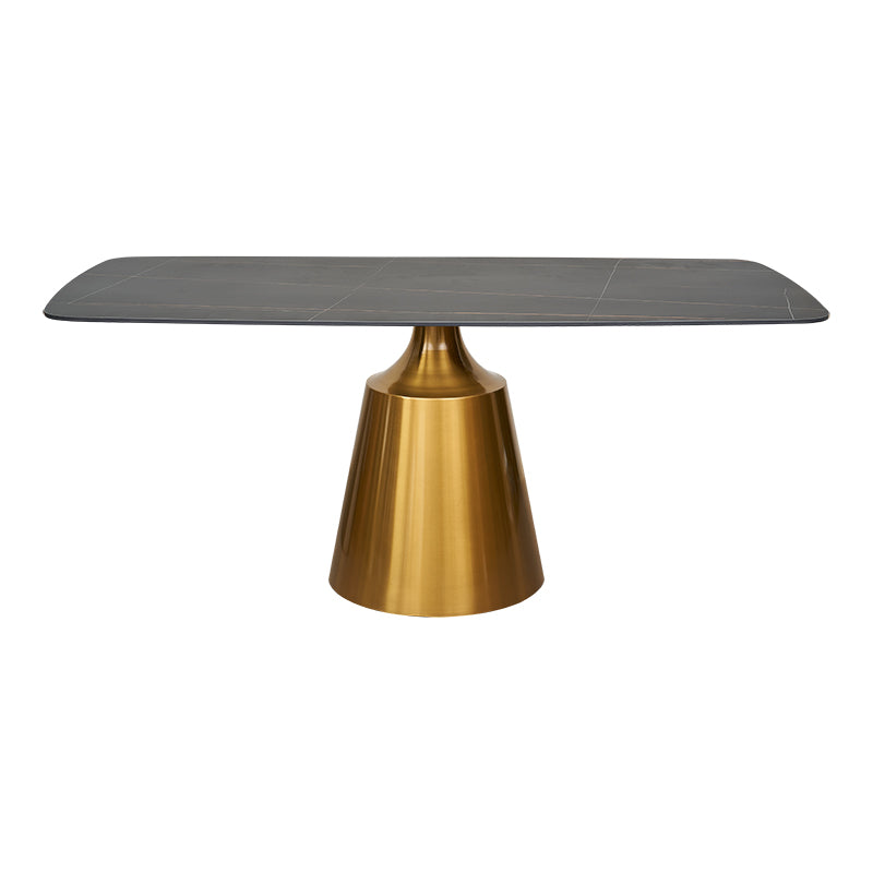 Table à manger rectangulaire, pierre frittée, 180 cm, piètement Ania doré