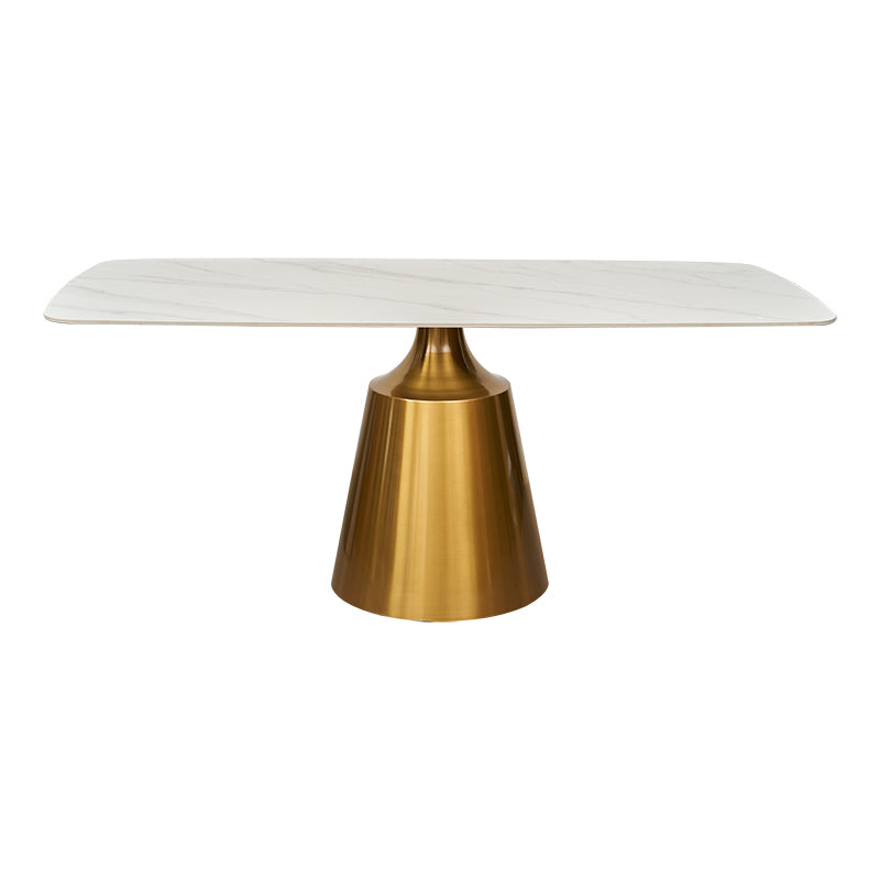 Table à manger rectangulaire, pierre frittée, 180 cm, piètement Ania doré