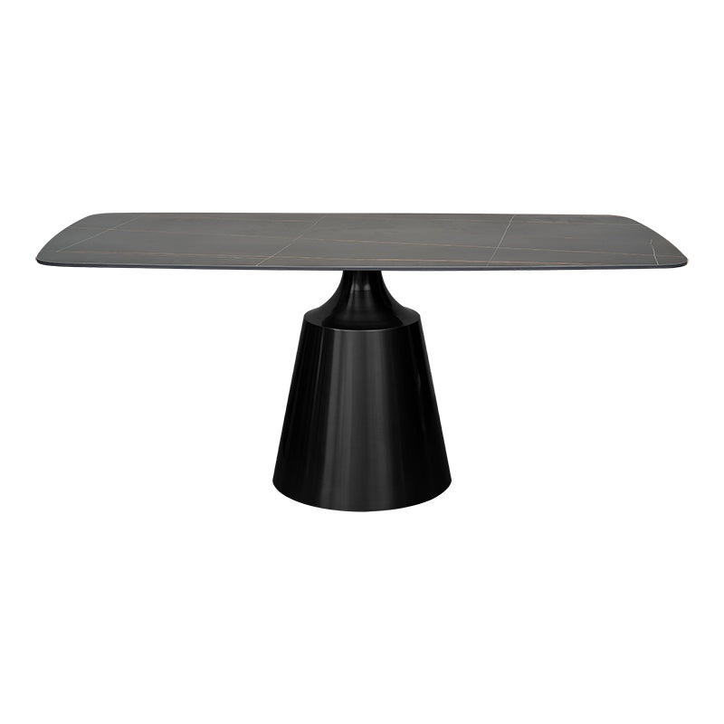 Table à manger rectangulaire, pierre frittée, 180 cm, piètement gris graphite, Ania