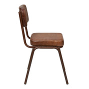 Silla de comedor vintage cuero y acero envejecido Candem