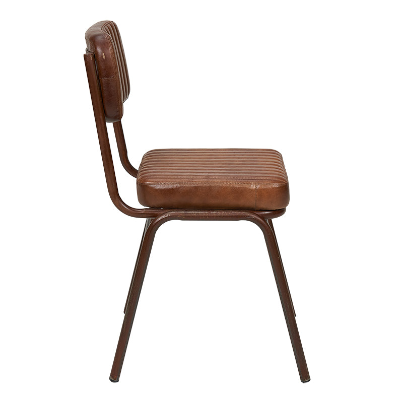 Silla de comedor vintage cuero y acero envejecido Candem