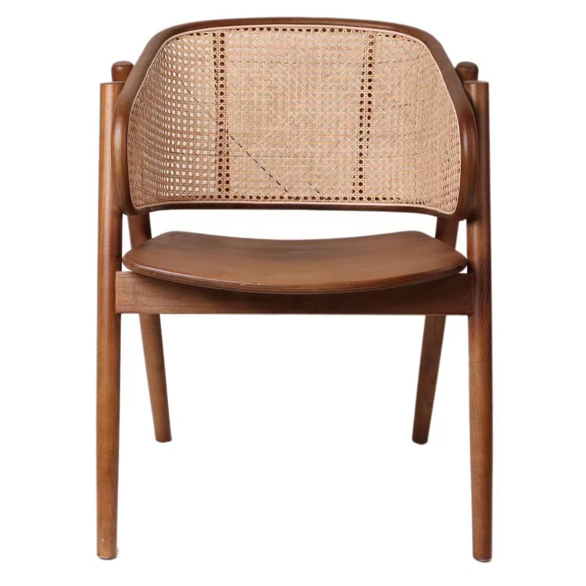 Silla comedor reposabrazos madera y ratán Arlo