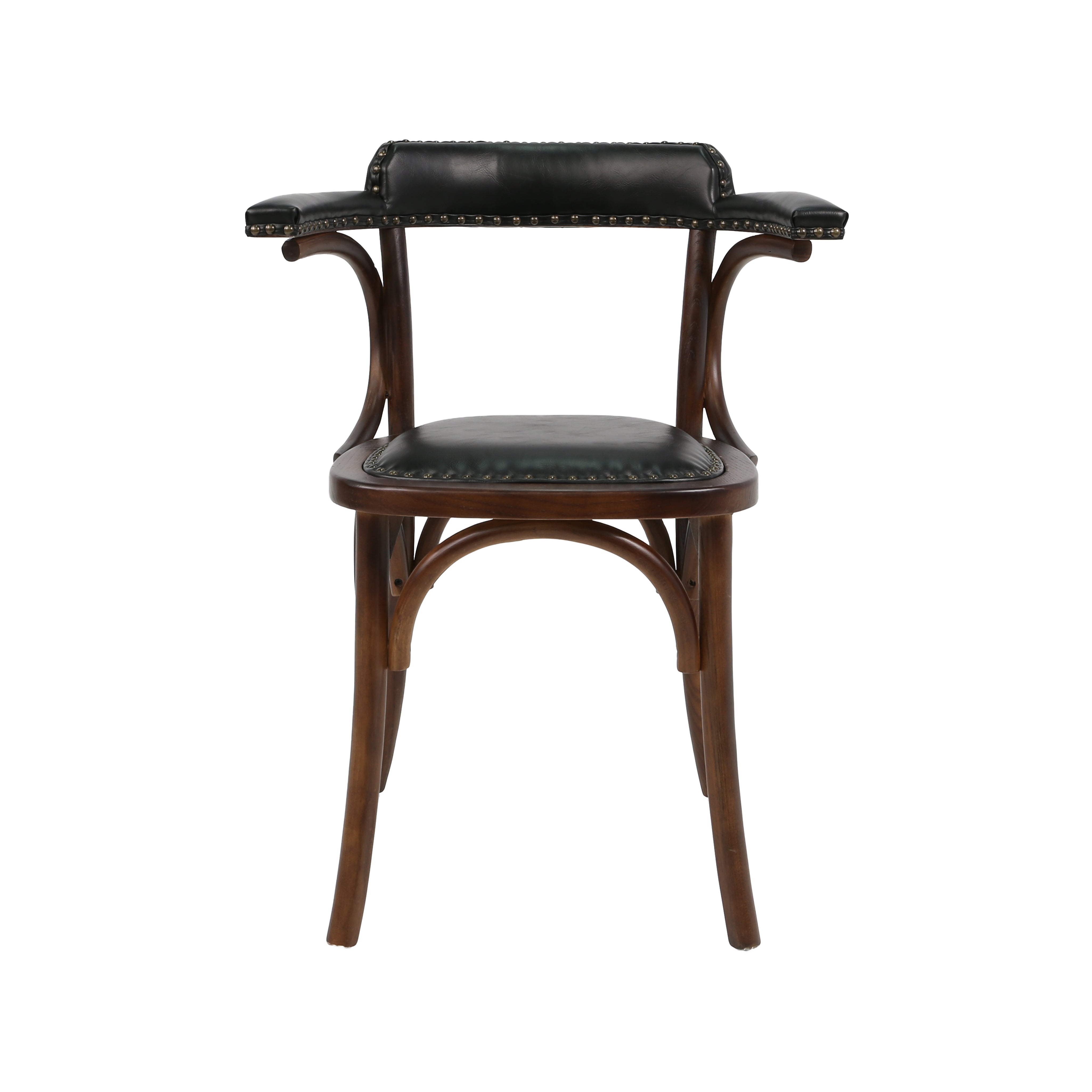 Silla de comedor vintage madera y semipiel Viena