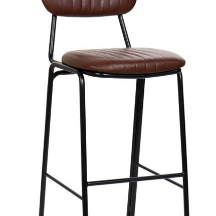 Taburete de bar vintage acero negro y semipiel Jerald H75 marrón - Vintahome