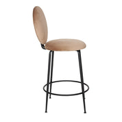 Taburete de respaldo terciopelo beige estructura negro 65cm Celia