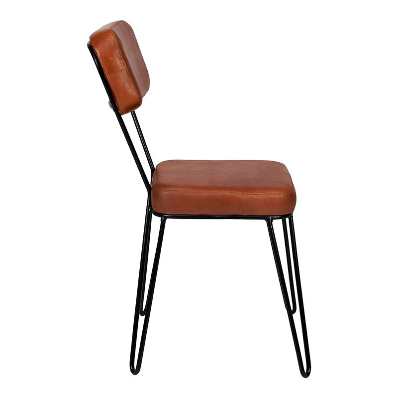Silla de comedor industrial Nina cuero marrón