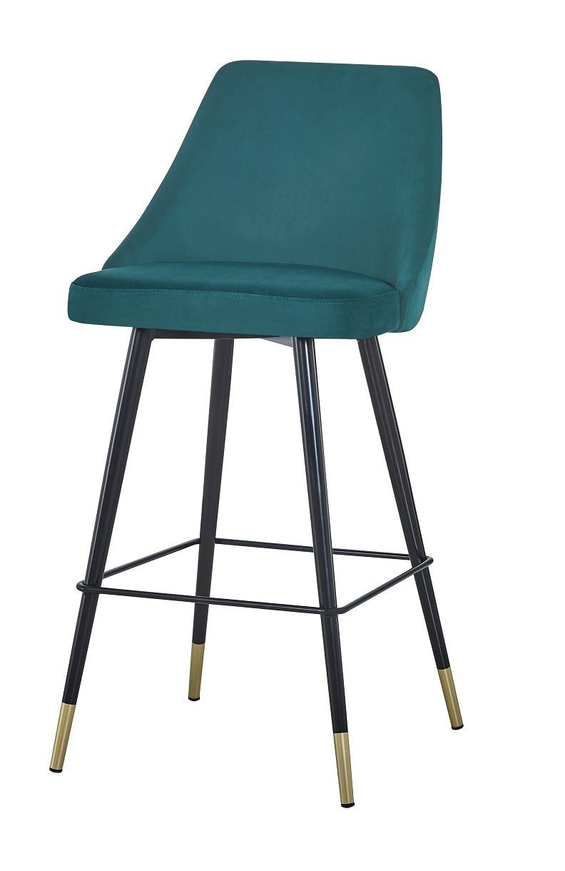 Taburete barra Valley terciopelo verde H75 cms
