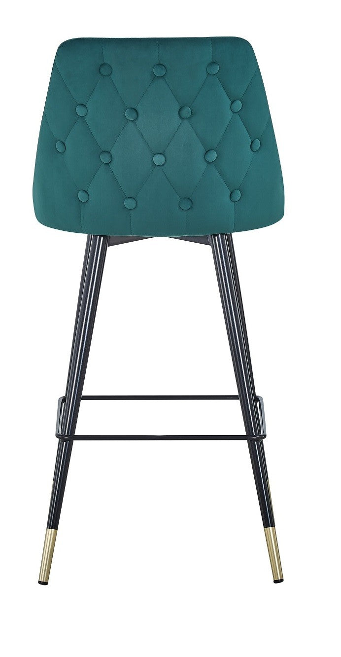 Taburete barra Valley terciopelo verde H75 cms