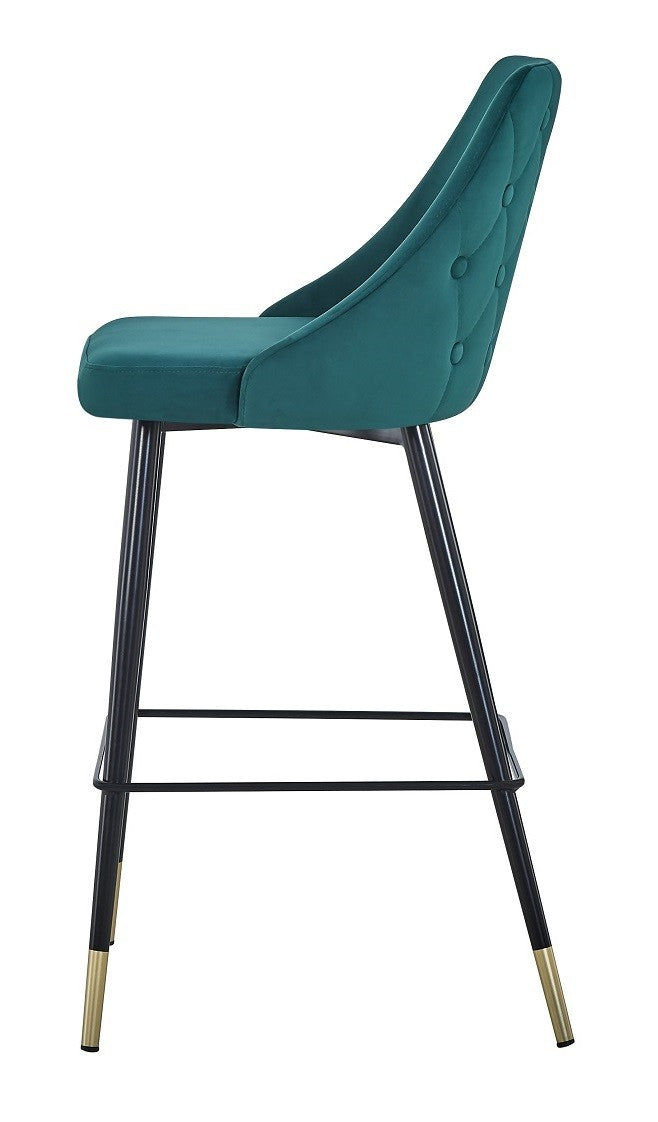 Taburete barra Valley terciopelo verde H75 cms