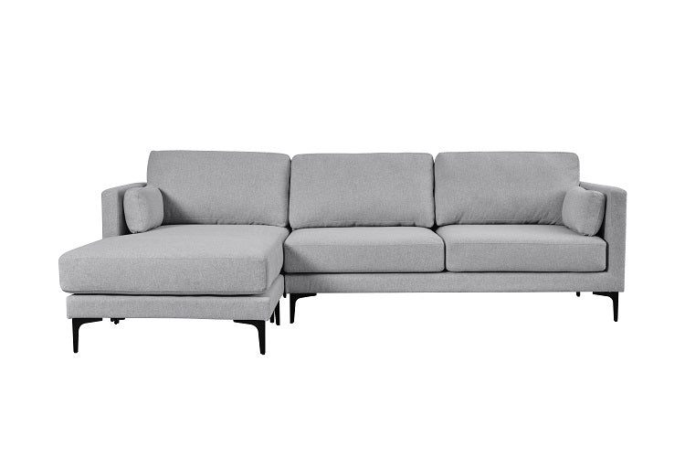 Canapé méridienne 3 places en tissu gris Nil