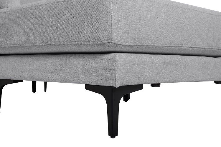 Canapé méridienne 3 places en tissu gris Nil
