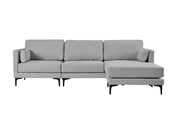 Canapé méridienne 3 places en tissu gris Nil