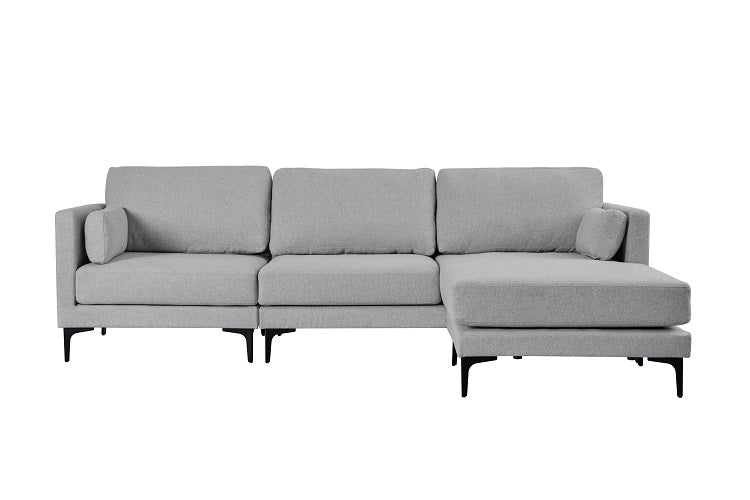 Canapé méridienne 3 places en tissu gris Nil