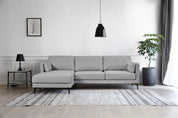 Canapé méridienne 3 places en tissu gris Nil