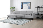Canapé méridienne 3 places en tissu gris Nil