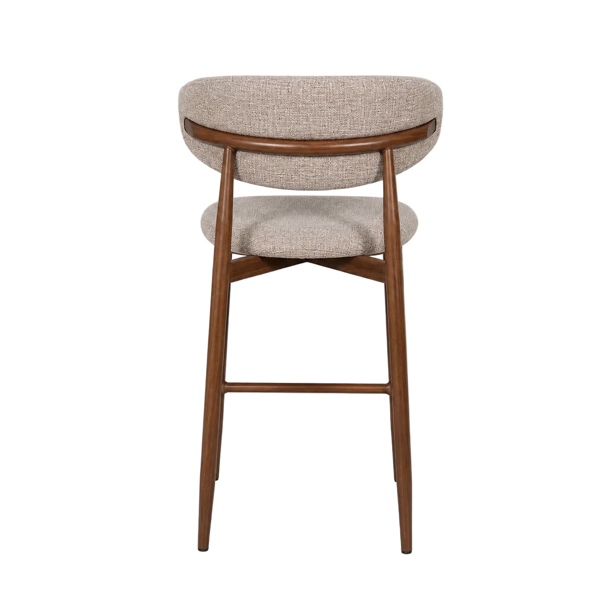 Taburete nórdico nogal tapizado beige Leisa 65cm
