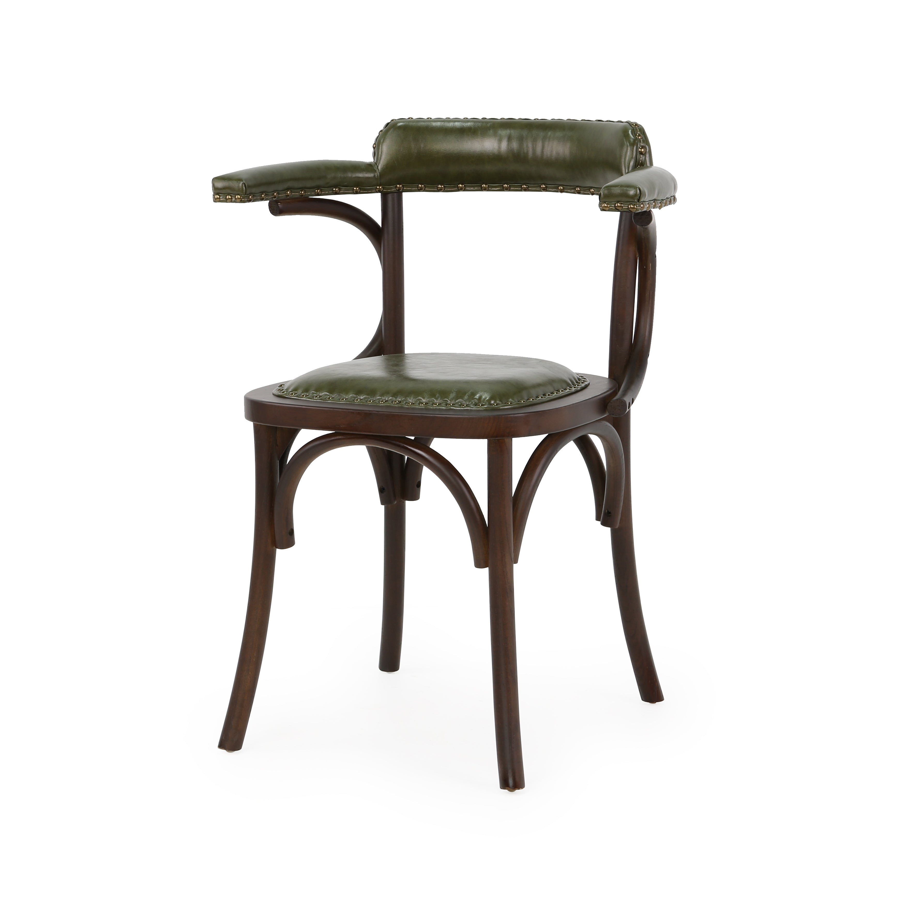 Silla de comedor vintage madera y semipiel Viena