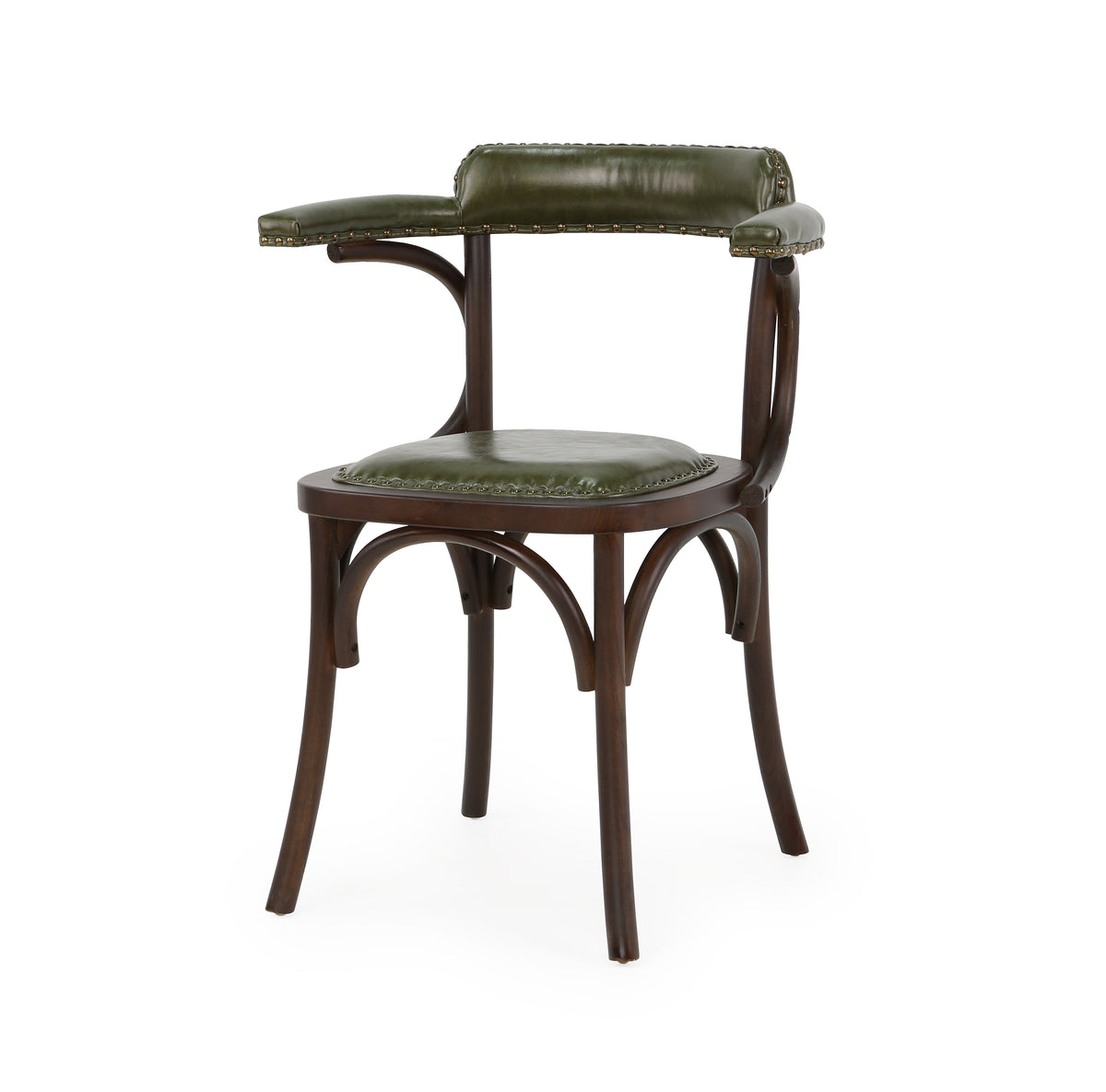 Silla de comedor vintage madera y semipiel Viena
