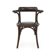 Silla de comedor vintage madera y semipiel Viena