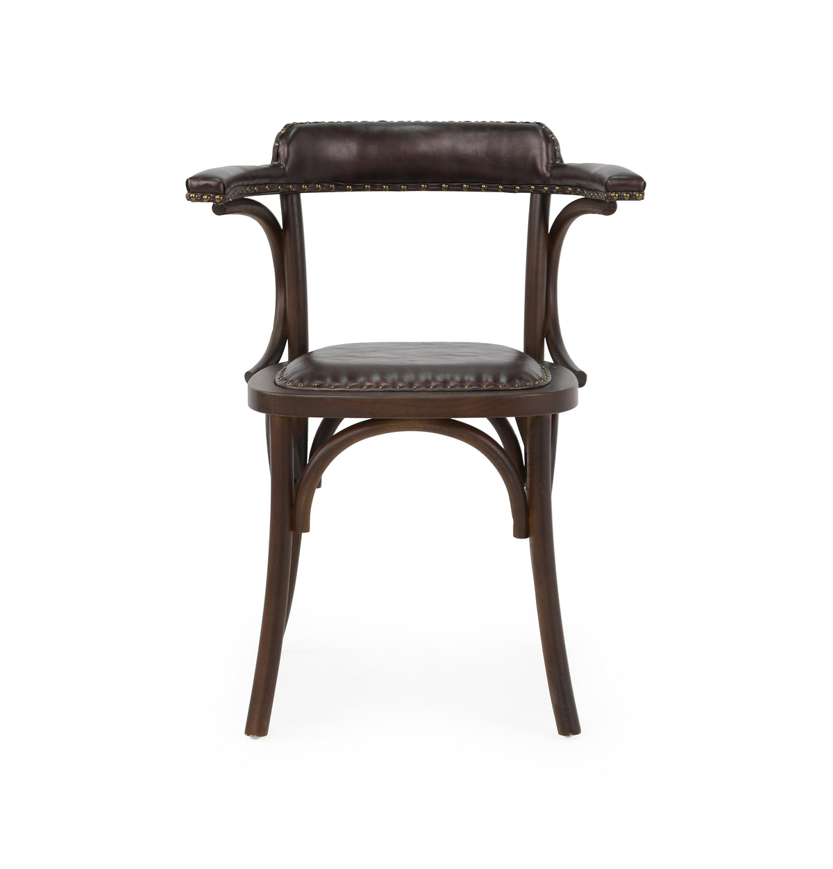 Silla de comedor vintage madera y semipiel Viena