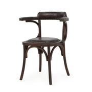 Silla de comedor vintage madera y semipiel Viena