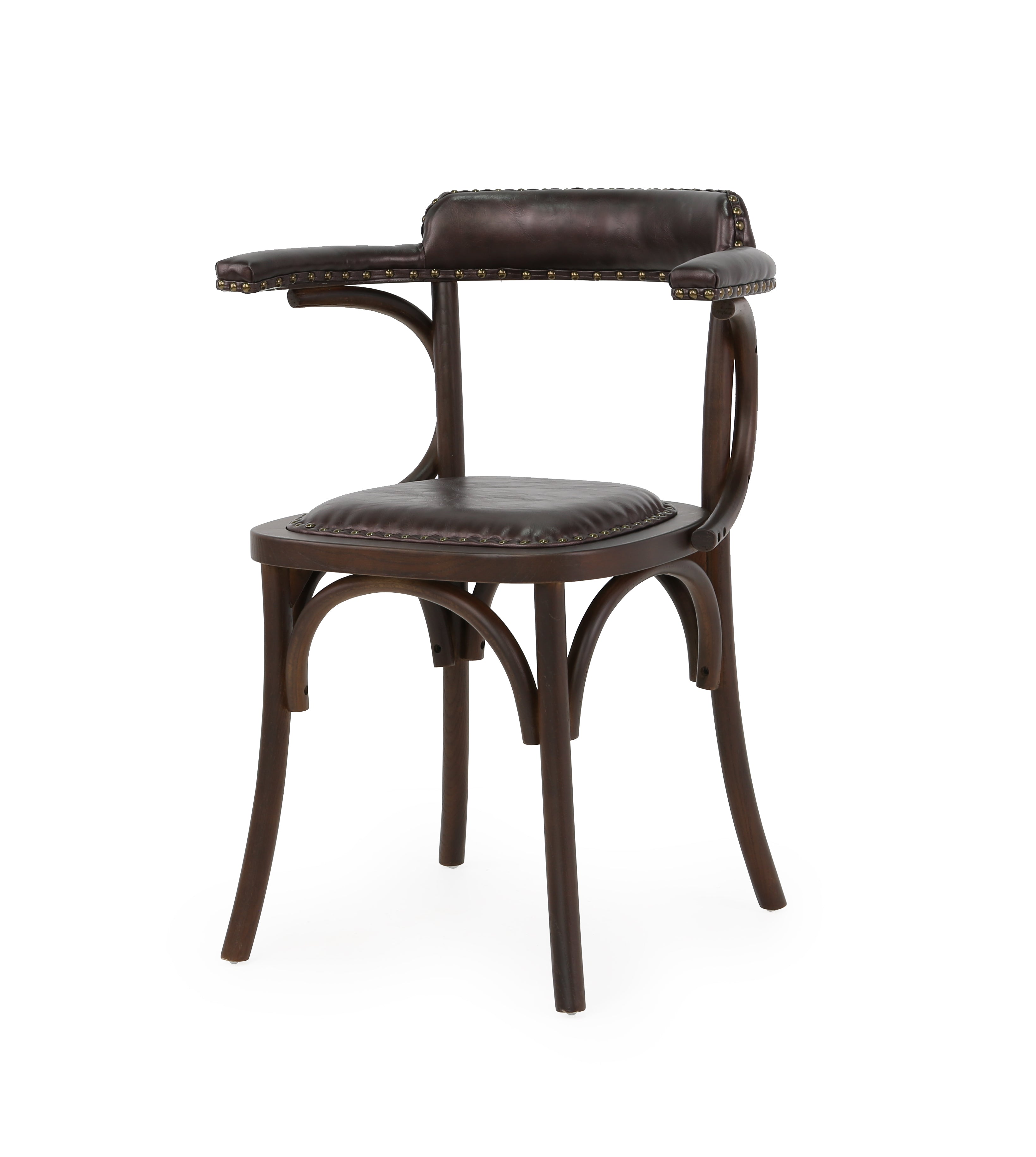 Silla de comedor vintage madera y semipiel Viena
