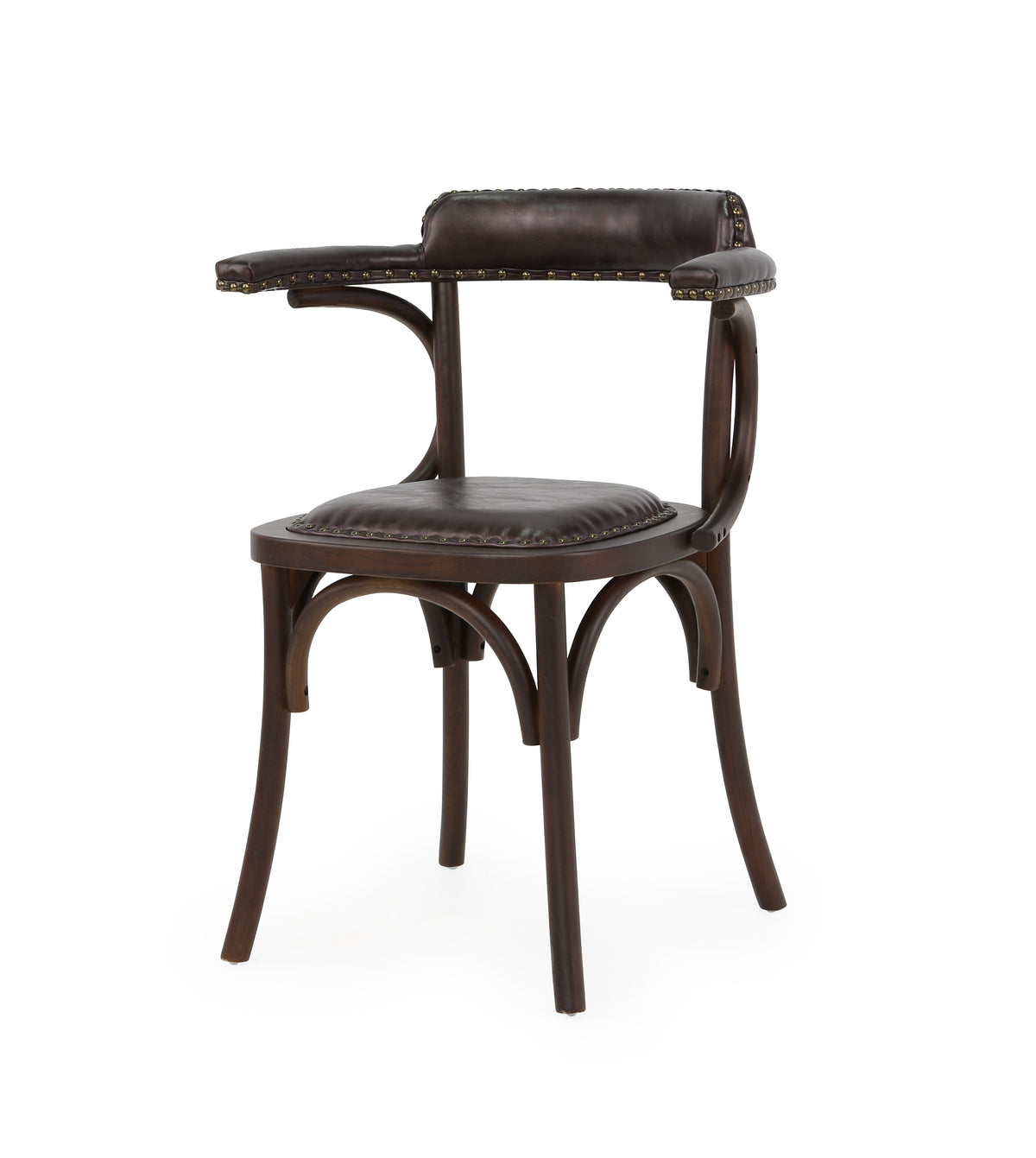 Silla de comedor vintage madera y semipiel Viena