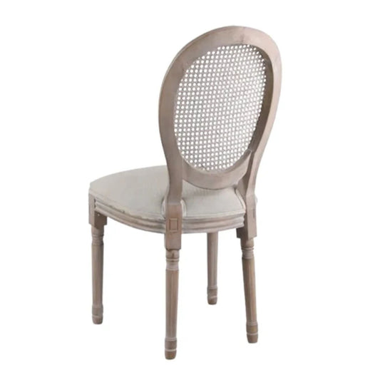 Pack 2 sillas de comedor medallón Luis XVI ratán y tejido beige