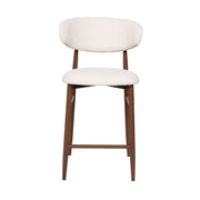 Taburete nórdico nogal tapizado beige Leisa 65cm