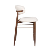 Taburete nórdico nogal tapizado beige Leisa 65cm