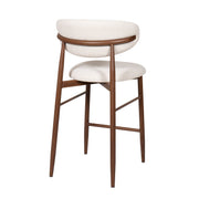 Taburete nórdico nogal tapizado beige Leisa 65cm