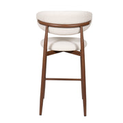 Taburete nórdico nogal tapizado beige Leisa 65cm