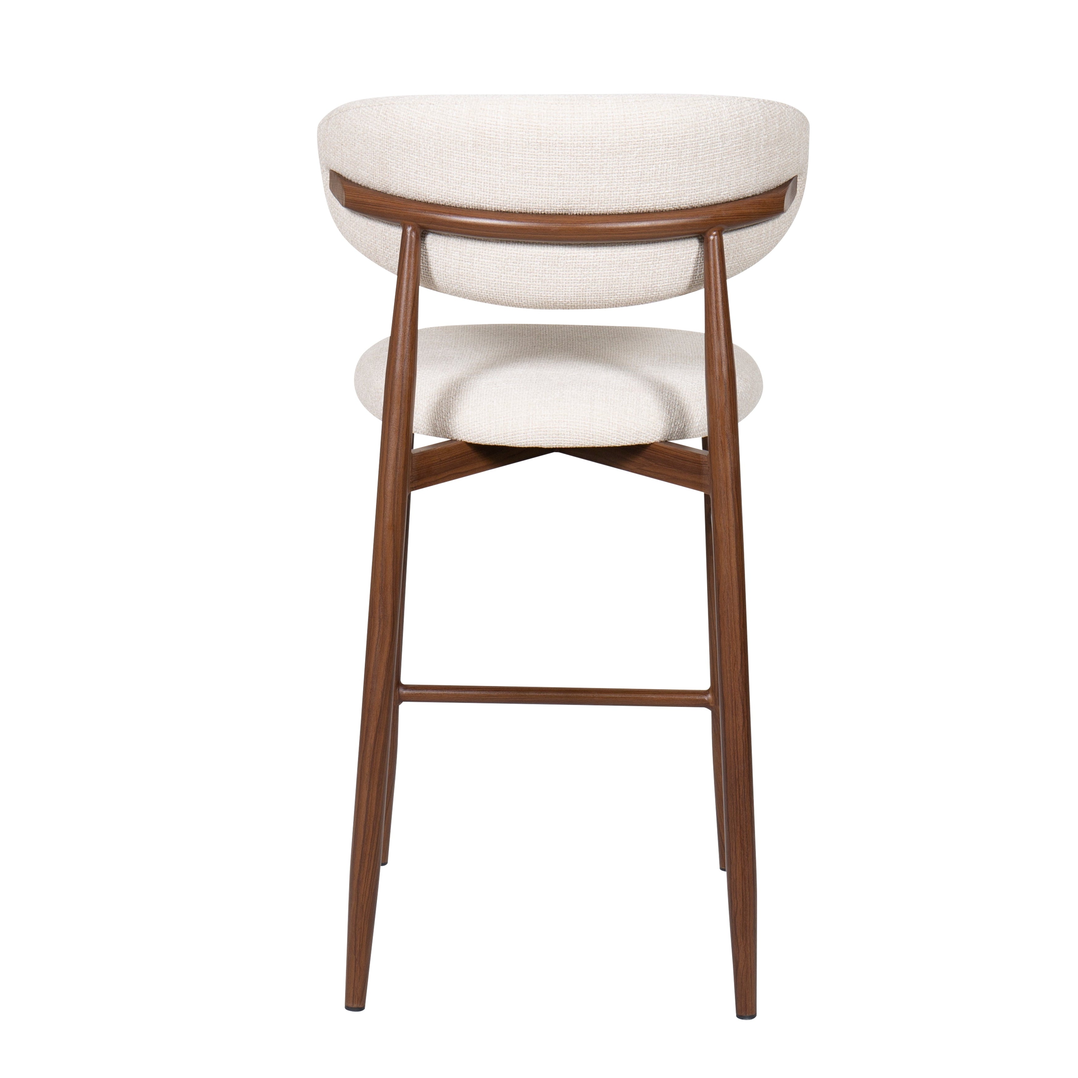 Taburete nórdico nogal tapizado beige Leisa 65cm
