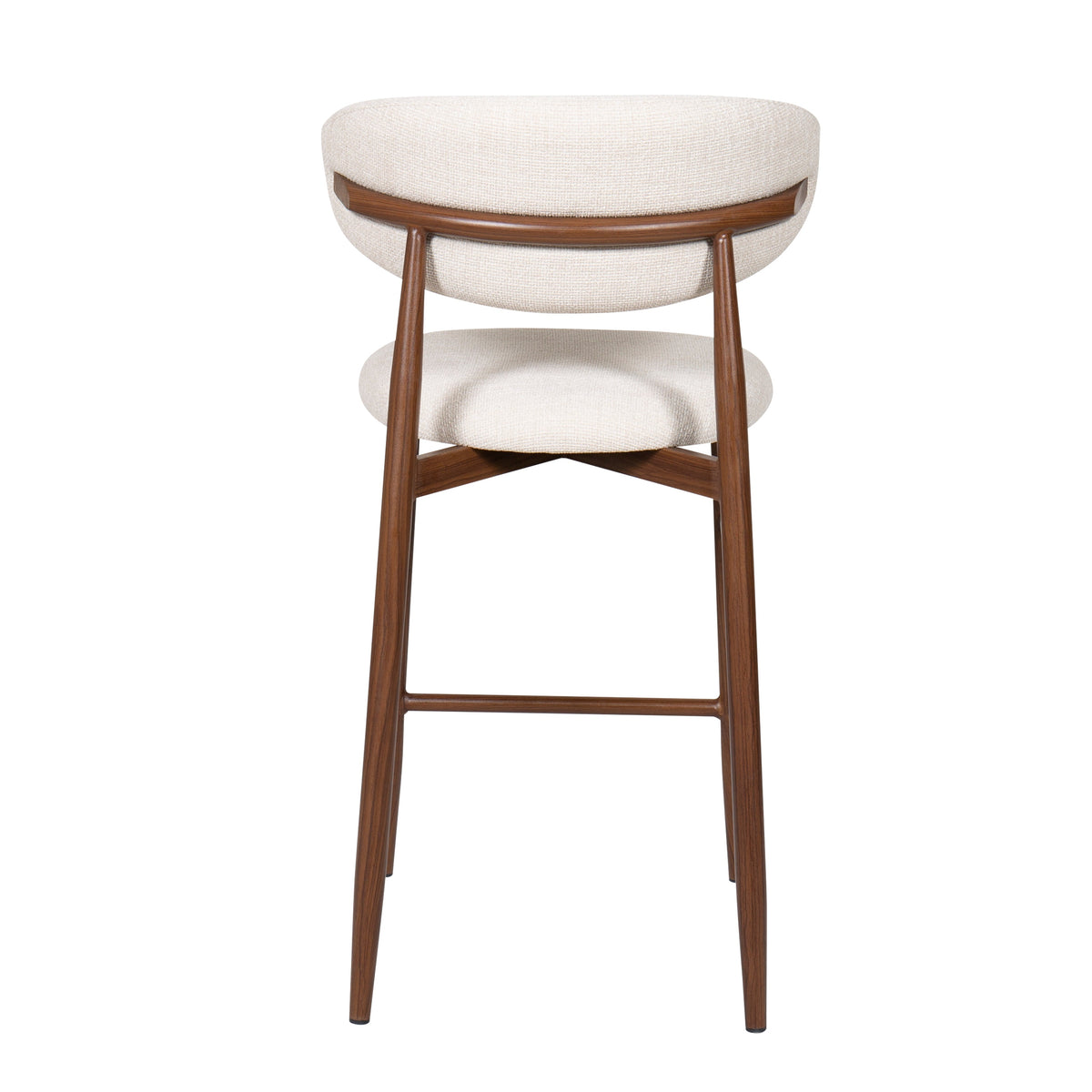 Taburete nórdico nogal tapizado beige Leisa 65cm