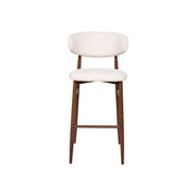 Taburete nórdico nogal tapizado beige Leisa 75cm