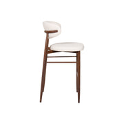 Taburete nórdico nogal tapizado beige Leisa 75cm