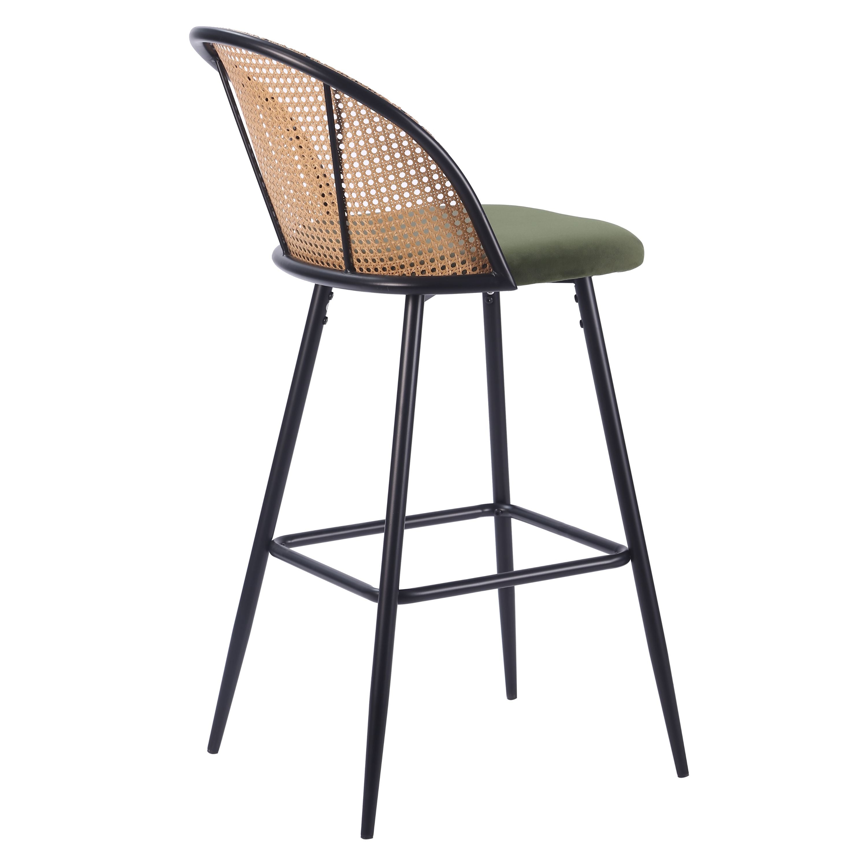 Taburete de bar ratán asiento tapizado Flavia