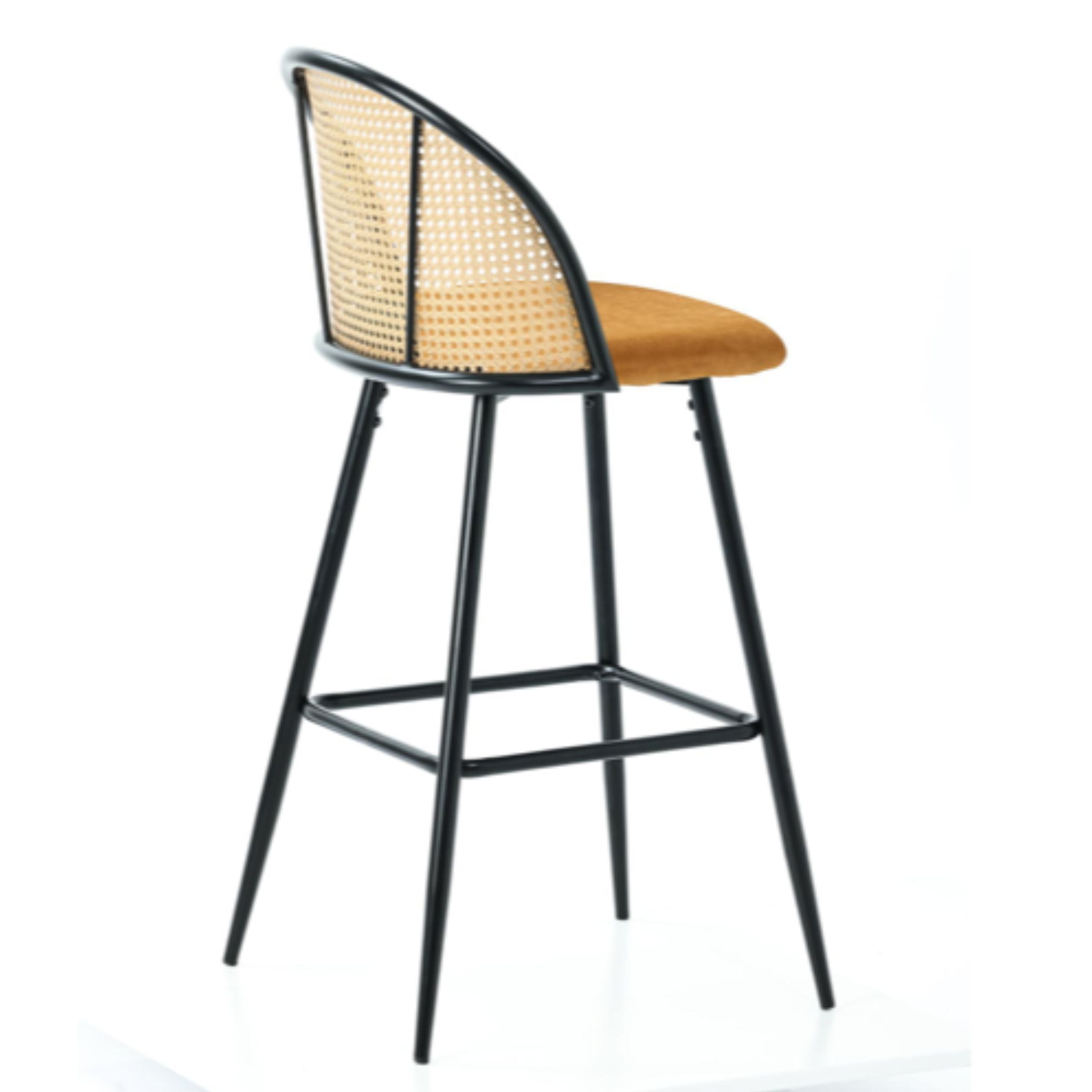 Taburete de bar ratán asiento tapizado Flavia