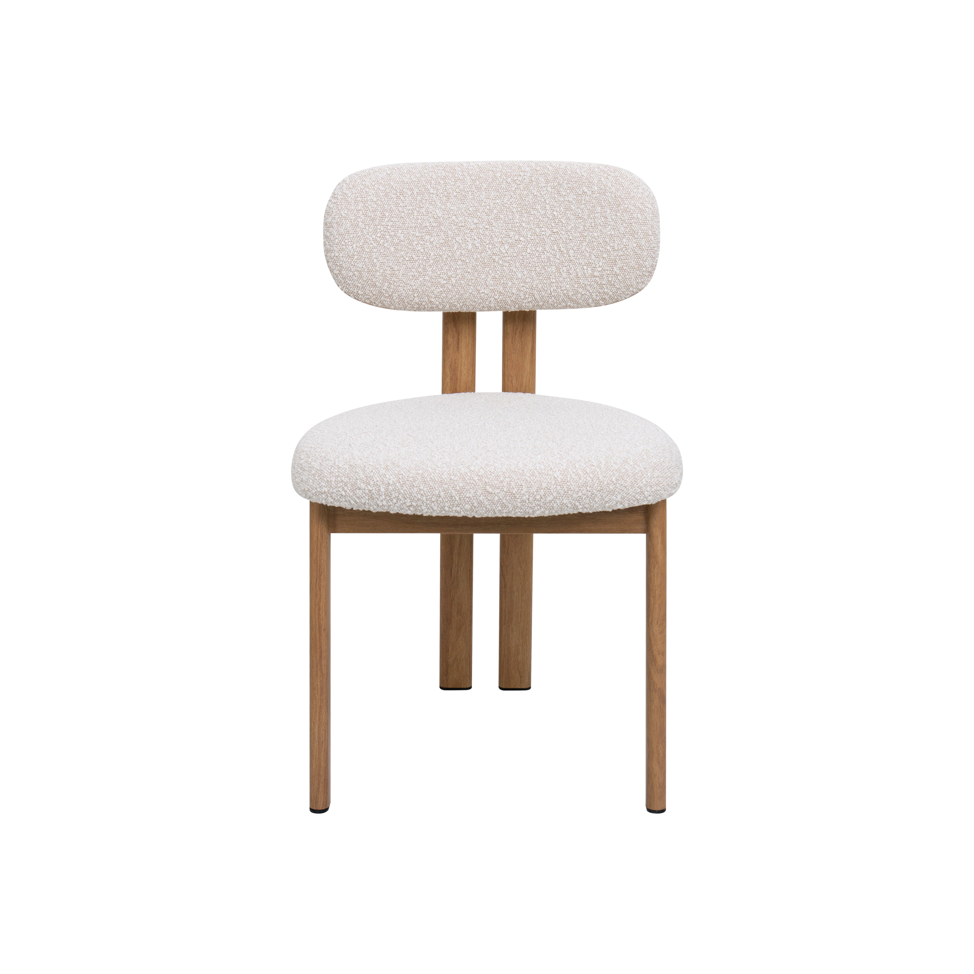 Silla de comedor nórdica acero nogal bouclé Ranya